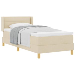vidaXL Lit &agrave; Ressorts avec matelas Cr&egrave;me 90 x 190 cm tissu