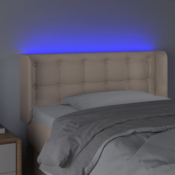 vidaXL T&ecirc;te de lit &agrave; LED Cappuccino 83x16x78/88 cm Similicuir