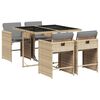 vidaXL Ensemble &agrave; manger de jardin coussins 5 pcs m&eacute;lange beige rotin