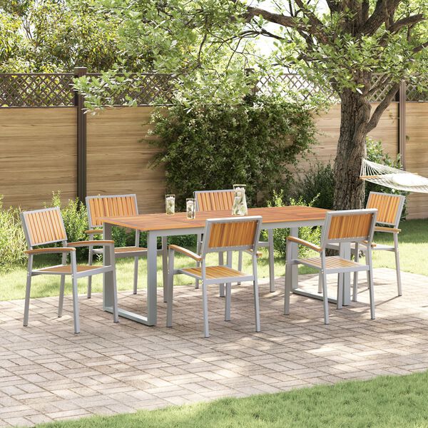 vidaXL Ensemble de salle à manger pour jardin 7 pcs Gris
