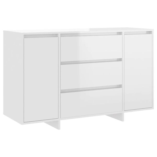 vidaXL Buffet et 3 tiroirs Blanc brillant 120x41x75 cm Bois ingénierie