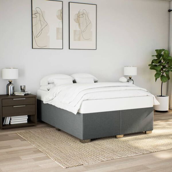 vidaXL Cadre de lit sans matelas gris fonc&eacute; 160x200 cm tissu