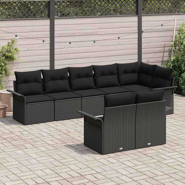 vidaXL Ensemble de canap&eacute; de jardin avec stockage 8 pcs Noir polyrotin