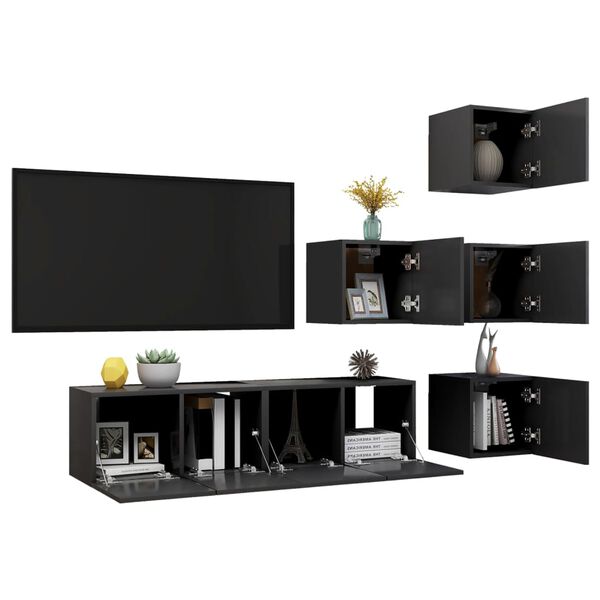 vidaXL Ensemble de meuble TV 6 pcs Gris Bois d&rsquo;ing&eacute;nierie