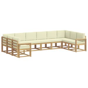 vidaXL Ensemble de canap&eacute;s d'ext&eacute;rieur 10 pc Blanc et cr&egrave;me