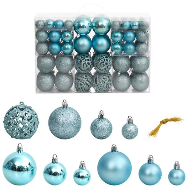 vidaXL Boules de No&euml;l 100 pcs turquoise 3 / 4 / 6 cm