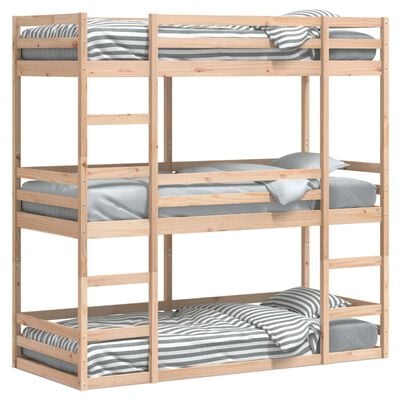 vidaXL Lit superposé triple sans matelas 90x190 cm bois de pin massif