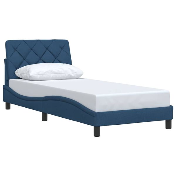 vidaXL Cadre de lit sans matelas bleu 90x200 cm tissu