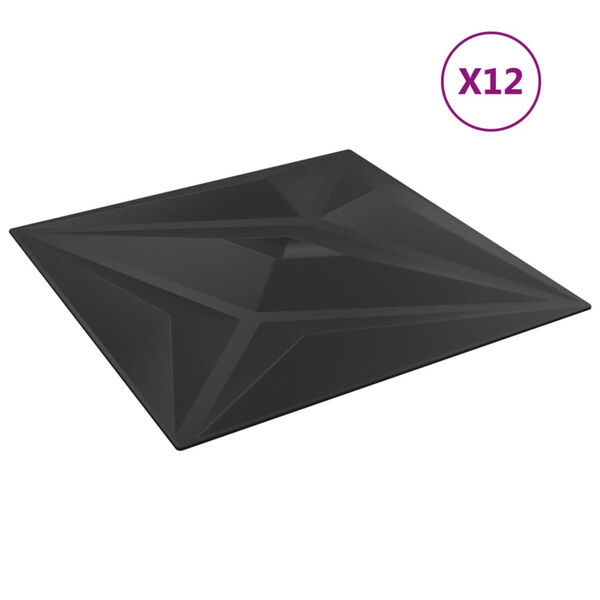 vidaXL Panneaux muraux 12 pcs noir 50x50 cm XPS 3 m&sup2; &eacute;toile