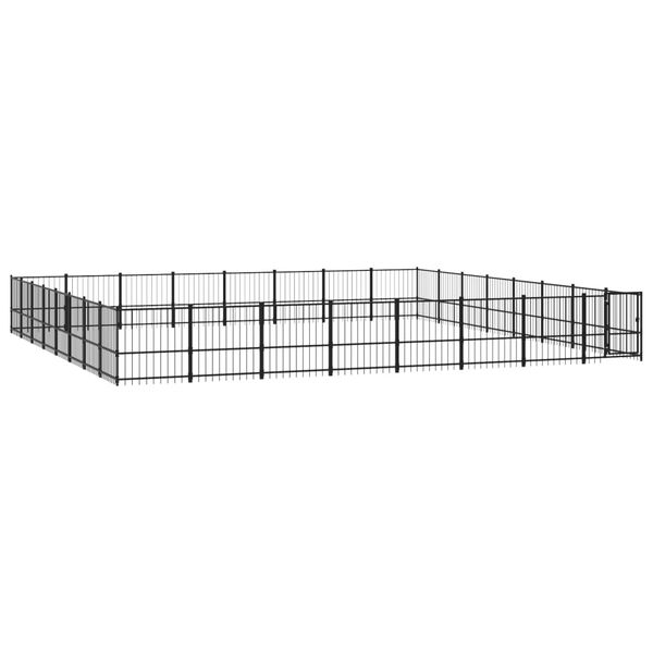 vidaXL Chenil d'ext&eacute;rieur pour chiens Acier 60,22 m&sup2;