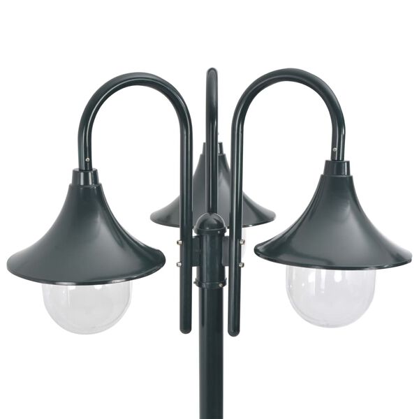 vidaXL Lampadaire de jardin E27 220cm Aluminium 3 lanternes Vert foncé