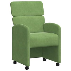 vidaXL Chaises de Salle &agrave; Manger avec Roues 2 pc Velours Vert clair