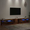 vidaXL Meuble TV avec lumières LED vieux bois bois d'ingénierie