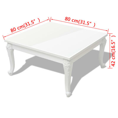 vidaXL Table basse 80 x 80 x 42 cm Laquée Blanc