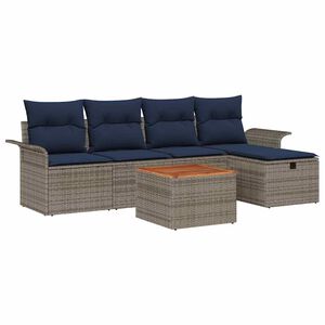 vidaXL Ensemble de canap&eacute; de jardin 6 pc Gris polyrotin