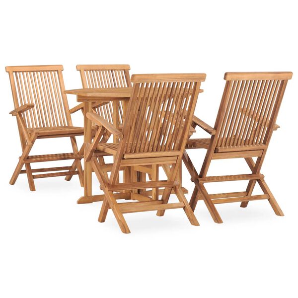 vidaXL Ensemble &agrave; manger d'ext&eacute;rieur pliable 5 pcs Bois solide de teck