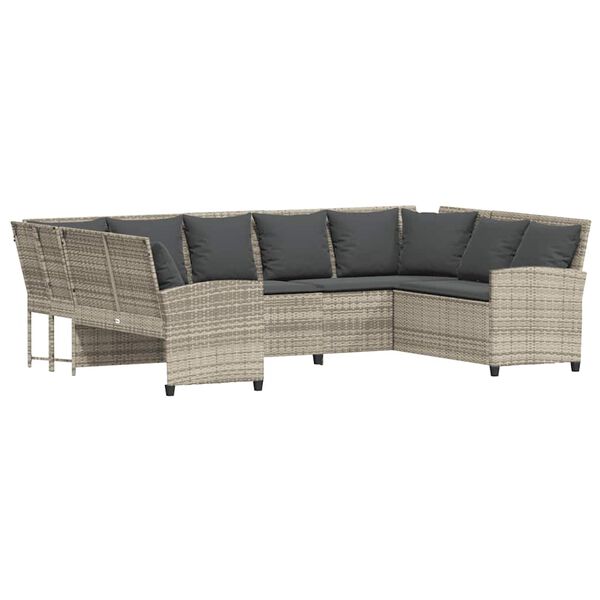 vidaXL Canap&eacute; de jardin et coussins gris clair r&eacute;sine tress&eacute;e