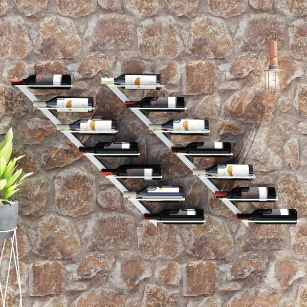 vidaXL Casier &agrave; vin mural pour 7 bouteilles 2 pcs Blanc M&eacute;tal