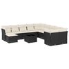 vidaXL Salon de jardin 12 pcs avec coussins noir r&eacute;sine tress&eacute;e