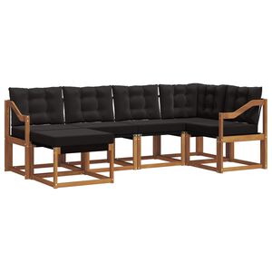 vidaXL Ensemble de canap&eacute;s d'ext&eacute;rieur 6 pc Naturel et Noir