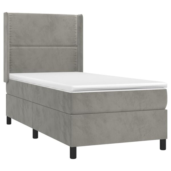 vidaXL Sommier &agrave; lattes de lit matelas LED Gris clair 90x190cm Velours