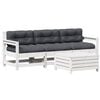 vidaXL Salon de jardin 4 pcs avec coussins blanc bois de pin massif