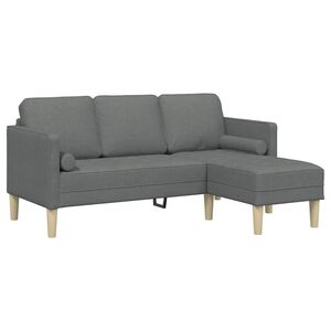 vidaXL Ensemble de Canap&eacute;s avec coussin Gris fonc&eacute; Polyester