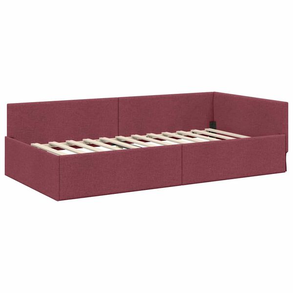 vidaXL Cadre de lit d'angle Bordeaux 90 cm x 190 cm Velours