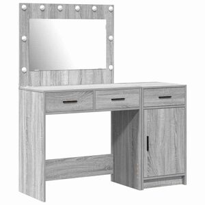 vidaXL Table de Toilette avec tiroir 2 pcs Gris Bois d'ing&eacute;nierie