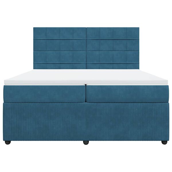 vidaXL Sommier &agrave; lattes de lit et matelas Bleu fonc&eacute; 200x200cm Velours