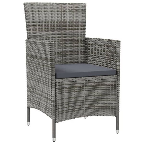 vidaXL Salon de jardin 7 pcs avec coussins R&eacute;sine tress&eacute;e Gris