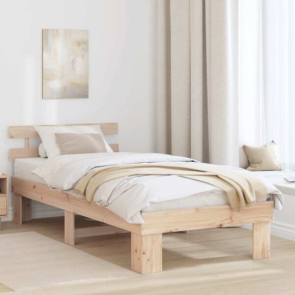 vidaXL Cadre de lit avec t&ecirc;te de lit Naturel 80 x 200 cm Pin massif