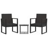 vidaXL Salon de jardin 3 pcs avec coussins Noir R&eacute;sine tress&eacute;e