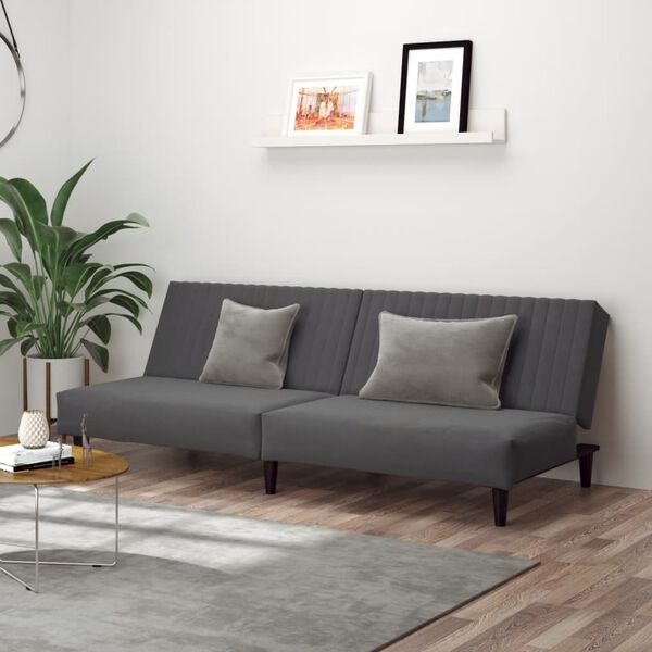 vidaXL Canap&eacute;-lit &agrave; 2 places gris fonc&eacute; velours