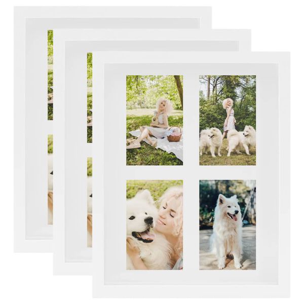 vidaXL Cadres photo 3D 3 pcs Blanc 28x35 cm pour photos 4x(10x15 cm)