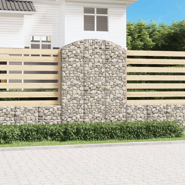 vidaXL Panier de gabions arqu&eacute; 150x50x200/220 cm Fer galvanis&eacute;