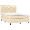 vidaXL Sommier &agrave; lattes de lit et matelas et LED Cr&egrave;me 140x200cm Tissu