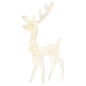 vidaXL Renne de d&eacute;coration de No&euml;l Acrylique 140 LED blanc chaud 128 cm