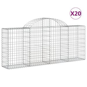 vidaXL Paniers &agrave; gabions arqu&eacute;s 20 pcs 200x30x80/100 cm Fer galvanis&eacute;