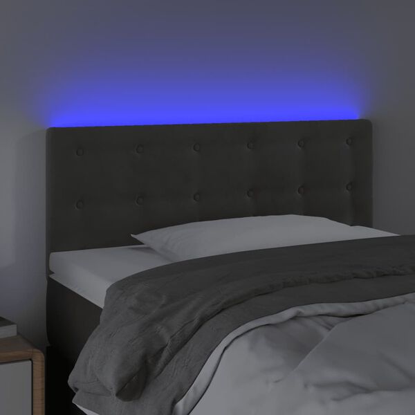 vidaXL T&ecirc;te de lit &agrave; LED Gris fonc&eacute; 90x5x78/88 cm Velours