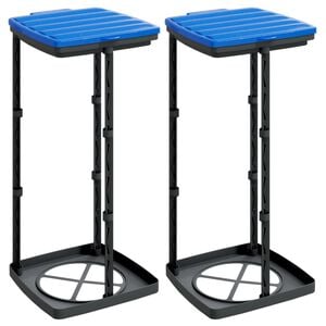 vidaXL Porte-sacs poubelles 2 pcs noir et bleu 60 L PP