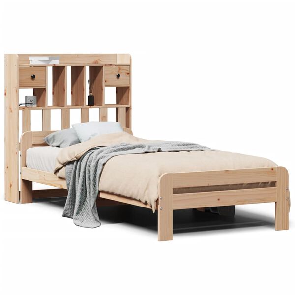vidaXL Lit biblioth&egrave;que sans matelas 75x190 cm bois de pin massif