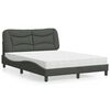 vidaXL Lit avec matelas Hvar gris fonc&eacute; 140x190 cm tissu