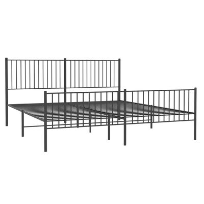 vidaXL Cadre de lit métal sans matelas avec pied de lit noir 200x200cm