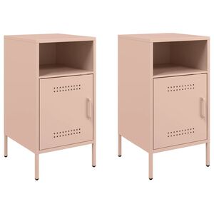vidaXL Tables de chevet 2 pcs rose 36x39x68 cm acier