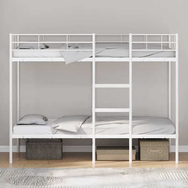VidaXL Lit superpos&eacute; sans matelas blanc 90x200 cm acier