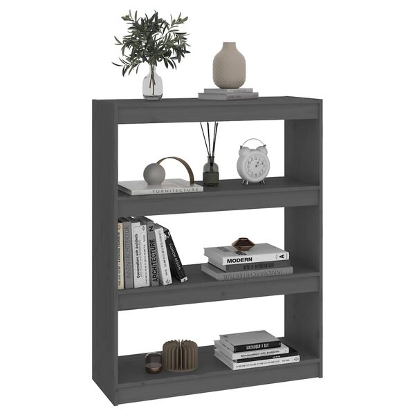 vidaXL Biblioth&egrave;que/S&eacute;parateur de pi&egrave;ce Gris 80x30x103,5 cm Pin massif