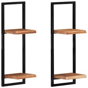 vidaXL &Eacute;tag&egrave;res murales 2 pcs 25x25x75 cm Bois d'acacia et acier