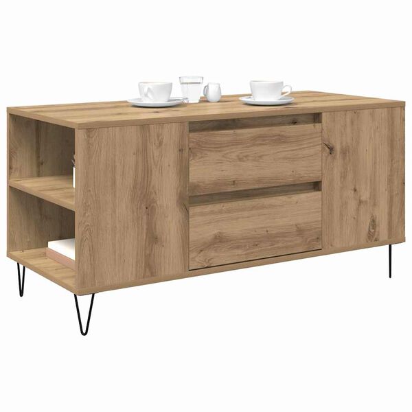 vidaXL Table basse avec tiroir Ch&ecirc;ne artisanal 102 x 44,5 x 50 cm