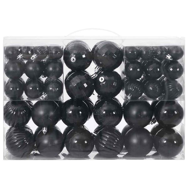 vidaXL Boules de No&euml;l 100 pcs noir &Oslash;3/4/6 cm
